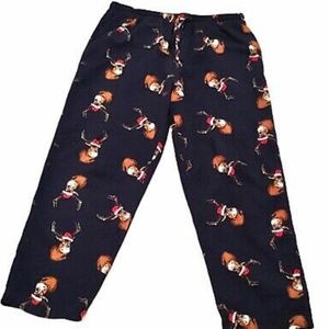 Saddlebred XL Blue PJ Sleep Pants Deer Buck Santa Hat Christmas